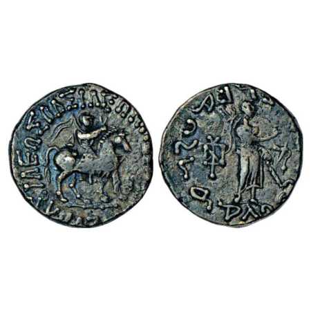 Indo-Scythians, Silver Tetradrachm of Azes (c. 56-30 BC), MAC2316, 9.41g. Obv: King mounte