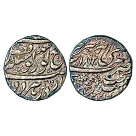 Sikh Empire, Silver Rupee, Amritsar Mint, Mora Shahi, VS 1862, 'Peacock below Sprig' on th