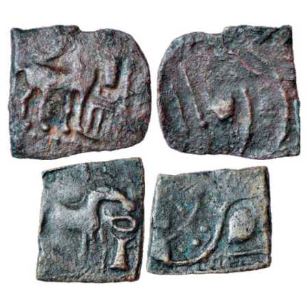 Uninscribed die-struck copper coin (2), Malayaman chiefs of 'Sangam' period, Tirucoilur re