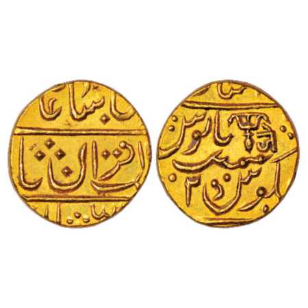Gwalior, Jankoji Rao (1827-1843 AD), Gold Mohur, 10.82g, Lashkar Mint, in the name of Muha