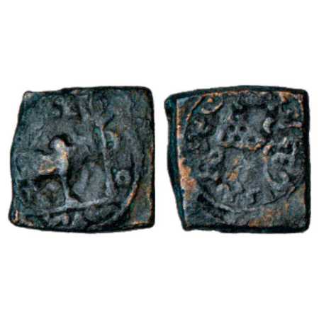 Western Kshatrapas, Copper Unit of Jayadaman (c. 110-130 AD), Fishman 17.2, 1.78g. Obv: Bu