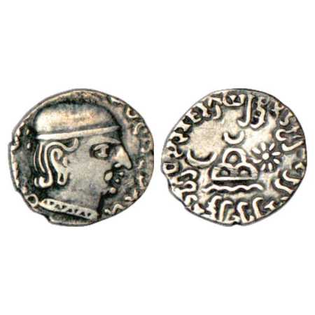 Western Kshatrapas, Karddamaka dynasty, Silver Drachm of Damazada I (Damajadashri I) as Ma