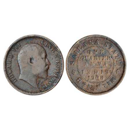 Sailana, Jaswant Singh (1890-1919 AD), Copper ¼ Anna, AD 1908, Portrait bust of Edward VII