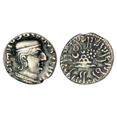 Western Kshatrapas, Karddamaka dynasty, Silver Drachm of Rudrasimha I as Mahakshatrapa, (c