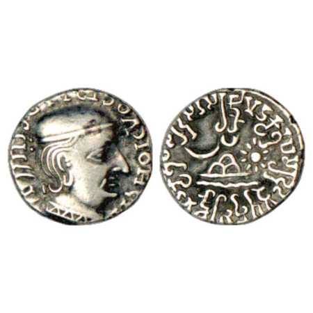 Western Kshatrapas, Karddamaka dynasty, Silver Drachm of Rudrasimha I as Mahakshatrapa, (c