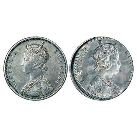 Victoria Empress, Silver Rupee, Lakhi (Brockage). Very Fine+, Very Rare.