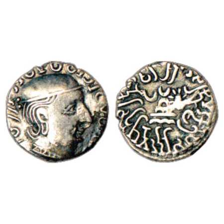 Western Kshatrapas, Karddamaka dynasty, Silver Drachm of Rudrasimha I as Mahakshatrapa, (c