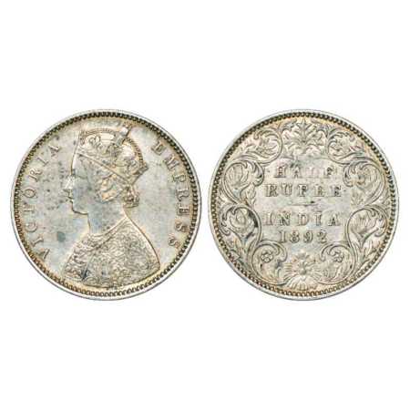 Victoria Empress, Silver ½ Rupee, 1892, Bombay Mint, A/I/'B' incused, PR 302. Very Fine+, 