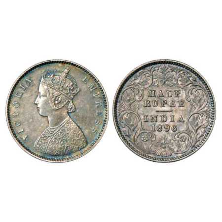 Victoria Empress, Silver ½ Rupee, 1896, Calcutta Mint, A/I/'C' incused, PR 279. About Extr