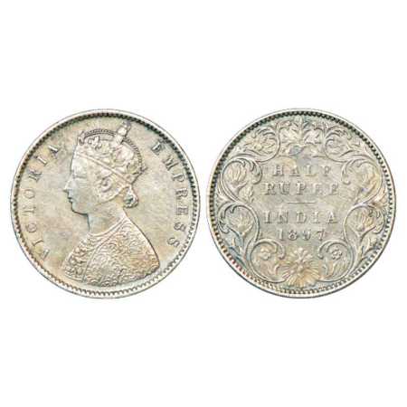Victoria Empress, Silver ½ Rupee, 1897, Bombay Mint, A/I/'B' incused, PR 305, numerous mar