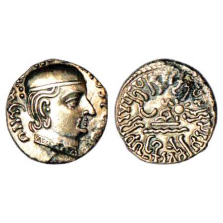 Western Kshatrapas, Karddamaka dynasty, Silver Drachm of Rudrasimha I as Mahakshatrapa, (c