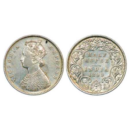 Victoria Empress, Silver ½ Rupee, 1899, Calcutta Mint, A/I/'C' incused, PR 282. Very Fine+