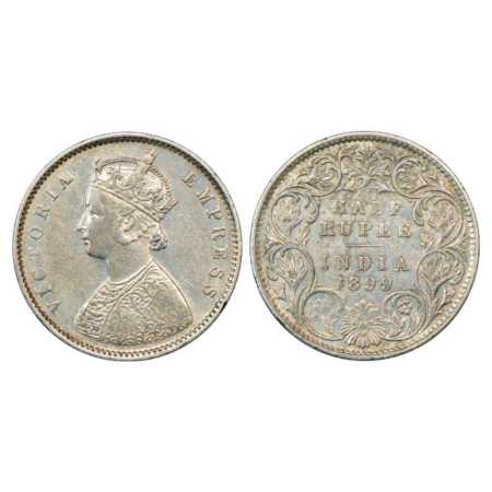 Victoria Empress, Silver ½ Rupee, 1899, Bombay Mint, A/I/'B' incused (inverted), PR 307. V