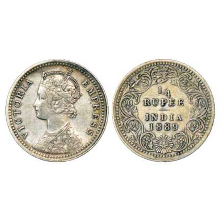 Victoria Empress, Silver ¼ Rupee, 1889, Calcutta Mint, C/II/'C' incused, PR 394. Very Fine