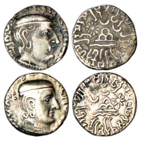 Western Kshatrapas, Karddamaka dynasty, Silver Drachm (2), (a) Rudrasimha I as Kshatrapa, 
