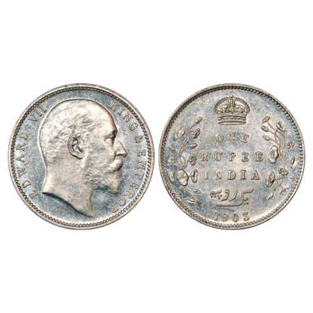 Edward VII, Silver Rupee, 1903, Bombay Mint, PR 198. Brilliant Uncirculated, Very Scarce.