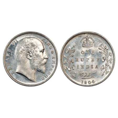 Edward VII, Silver Rupee, 1904, Bombay Mint, PR 200. Brilliant Uncirculated, Very Scarce