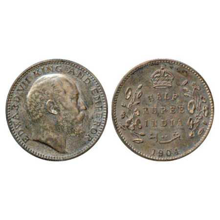 Edward VII, Silver Half Rupee Proof, 5.87g, 24.43 mm, milled edge, 1904, Calcutta Mint, no