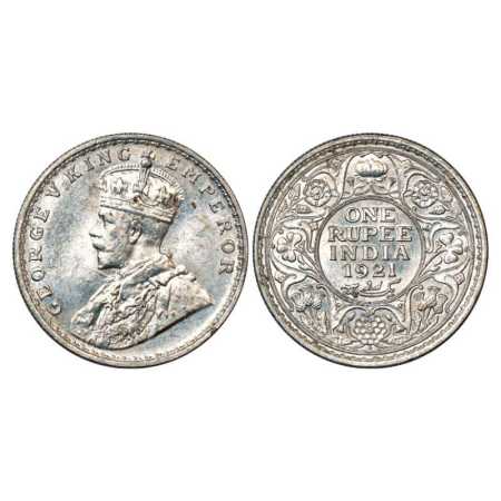 George V, Silver Rupee, 1921, Bombay Mint, PR 227. Uncirculated, Very Scarce.
