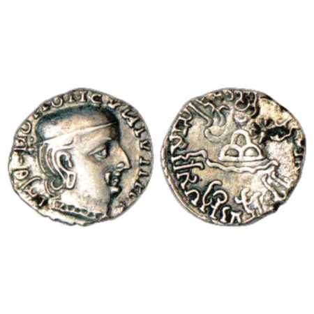 Western Kshatrapas, Karddamaka dynasty, Silver Drachm of Rudrasena I as Mahakshatrapa, (c.