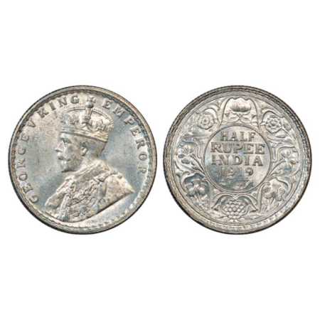 George V, Silver ½ Rupee, 1919, Bombay Mint, PR 343. Brilliant Uncirculated, Very Scarce.