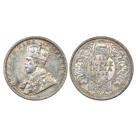 George V, Silver ½ Rupee, 1926, Bombay Mint, PR 348. Brilliant Uncirculated, Very Scarce.
