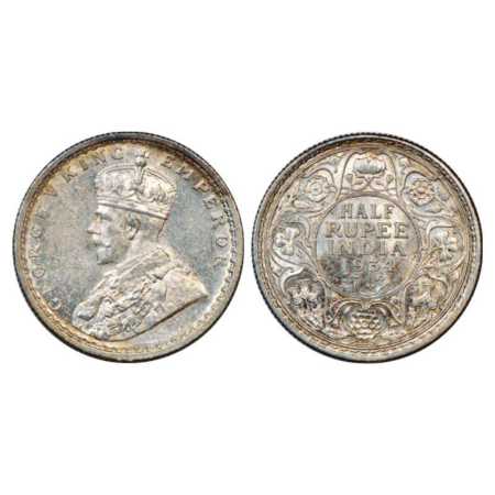 George V, Silver ½ Rupee, 1934, Calcutta Mint, PR 334. Brilliant Uncirculated, Very Scarce