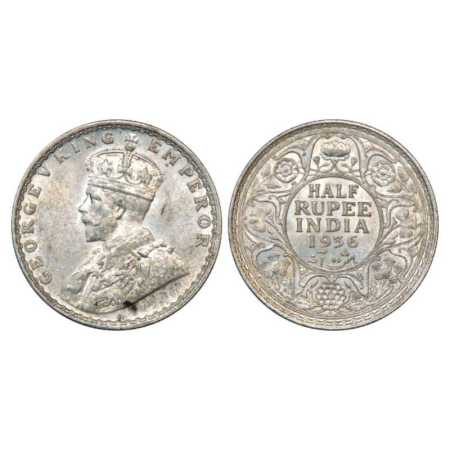George V, Silver ½ Rupee, 1936, Bombay Mint, PR 350. Brilliant Uncirculated, Very Scarce.