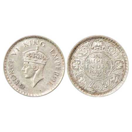 George VI, Silver Rupee, 1938, Bombay Mint, without dot, PR 233. Uncirculated with luster,