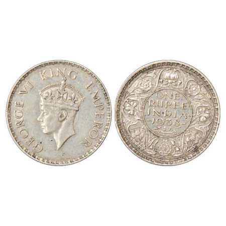 George VI, Silver Rupee, 1938, Bombay Mint, dot, PR 234. Very Fine, Very Scarce.