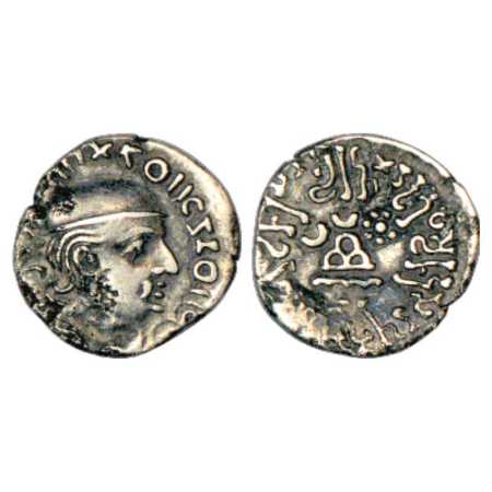 Western Kshatrapas, Karddamaka dynasty, Silver Drachm of Rudrasena I as Kshatrapa, (c. 199