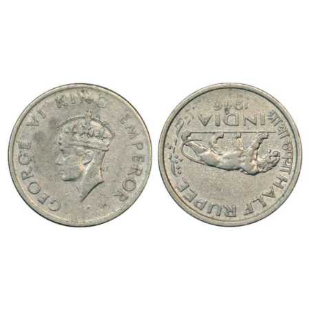 George VI, Nickel Half Rupee, 1946, Bombay Mint, die axis 6 o' clock on reverse. Very Fine