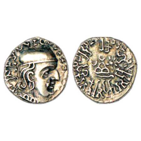 Western Kshatrapas, Karddamaka dynasty, Silver Drachm of Rudrasena I as Mahakshatrapa, (c.