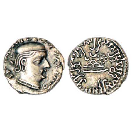 Western Kshatrapas, Karddamaka dynasty, Silver Drachm of Rudrasena I as Mahakshatrapa, (c.