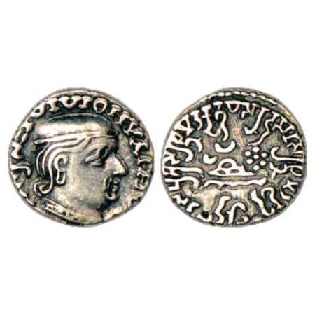 Western Kshatrapas, Karddamaka dynasty, Silver Drachm of Rudrasena I as Mahakshatrapa, (c.