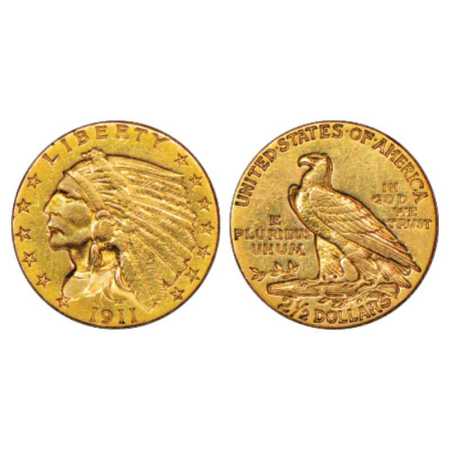 United States of America, Gold 2½ Dollar, 1911, Indian Head, 4.15g. Very Fine+, Very Scarc