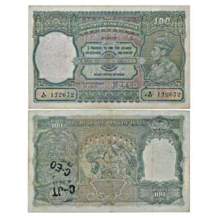 British India, George VI, 100 Rupees, ND (1938), Madras Circle, signed by J. B. Taylor, Se