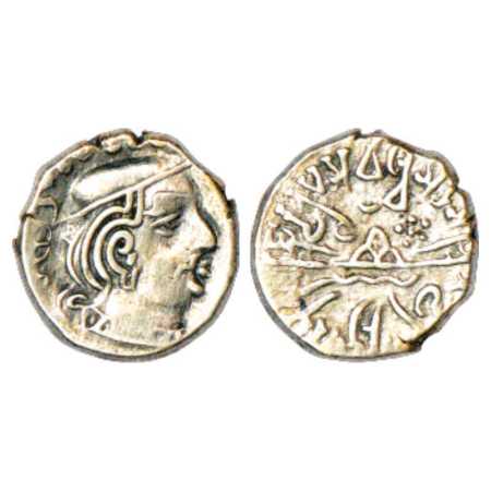 Western Kshatrapas, Karddamaka dynasty, Silver Drachm of Vishwasimha II as Kshatrapa, (c. 
