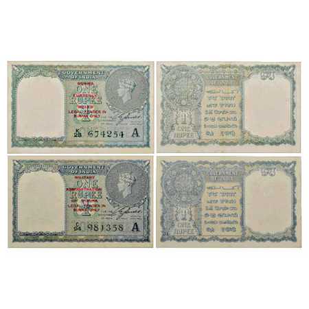 Burma, George VI, 1 Rupee (2), 1940, signed by C. E. Jones, Serial No.: C94 981358, K28 67