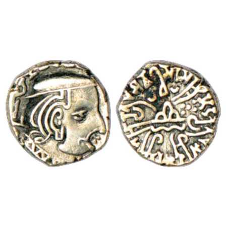 Western Kshatrapas, Karddamaka dynasty, Silver Drachm of Vishwasimha II as Kshatrapa, (c. 