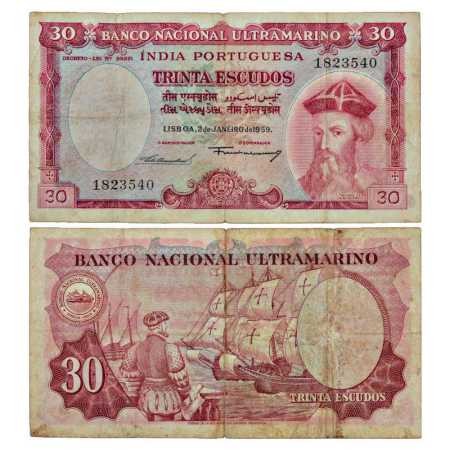 Indo Portuguese Territories, 30 Escudos, 7th issue, dated 2nd January 1959, signed by Fran