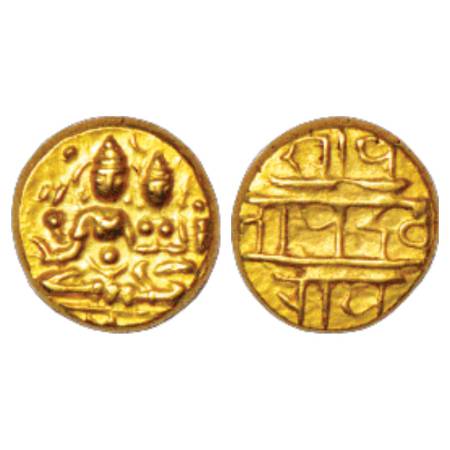 Vijayanagr, Sangama Dynasty, Devaraya I (1406-1422 AD), Gold Pagoda, 3.39g. Obv: Shiva Par