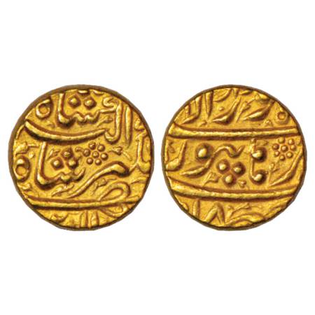 Jahangir (1605-1627 AD), Gold Mohur, Burhanpur Mint, Khurdad 18, 10.92g. Obv: Names of Jah