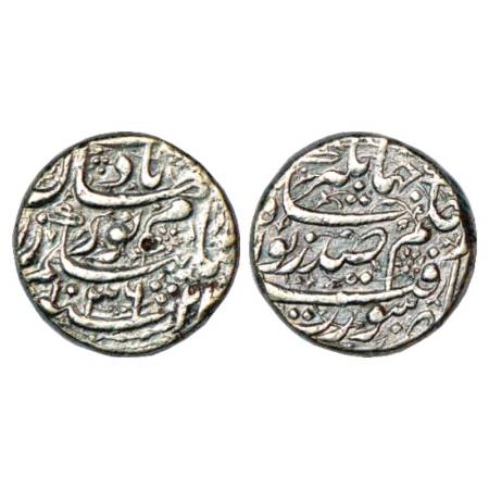 Jahangir with Noor Jahan, Silver Rupee, Surat Mint, AH 1036/RY 21, KM 168.6. Cleaned, Very