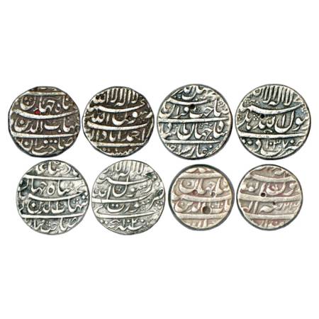Shah Jahan (1628-1658 AD), Silver Rupee (4), 1x Ahmadabad Mint, Ardibihist, 1x Delhi Mint,