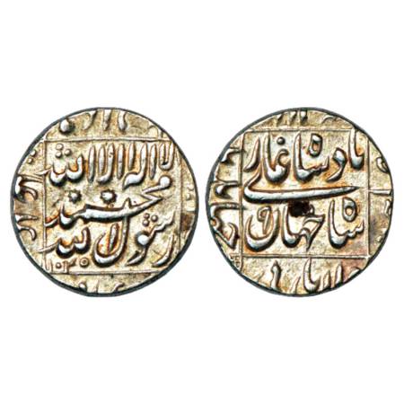 Shah Jahan (1628-1658 AD), Silver Rupee, Jahangirnagar Mint in left quadrant, AH 1045/RY 9