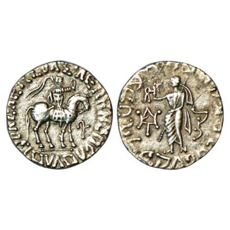 Indo-Scythians, Debased Silver Tetradrachm of Azes (58-30 BC), Senior 105.500, 7.83g. Obv: