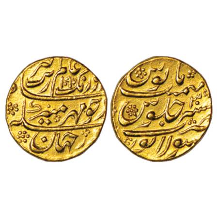 Aurangzeb (1658-1707 AD), Gold Mohur, 10.96g. Solapur Mint, AH 1097/RY 30, KM 315.43. Very