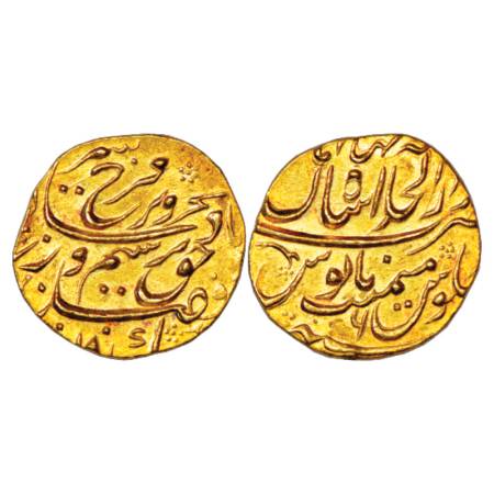 Farrukhsiyar (1713-1719 AD), Gold Mohur, 10.85g, Dar ul-Khilafat Shahjahanabad Mint, RY 6,
