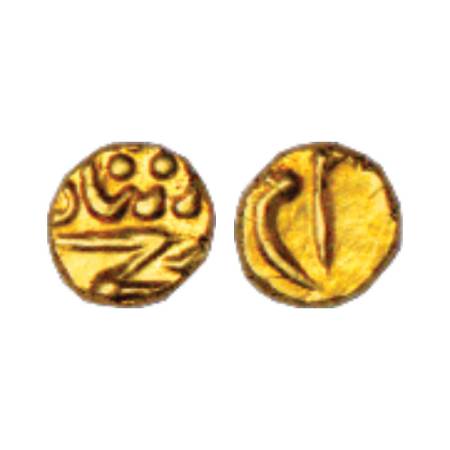 Muhammad Shah (1719-1748 AD), Gold Fanam, Balapur Mint, undated, likely to have been issue
